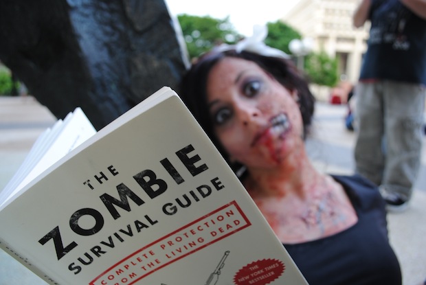 Zombie reading a book